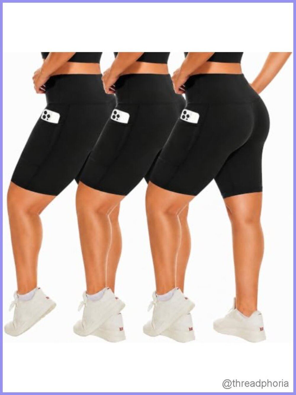 3 Pack Plus Size High Waisted Biker Shorts with Pockets